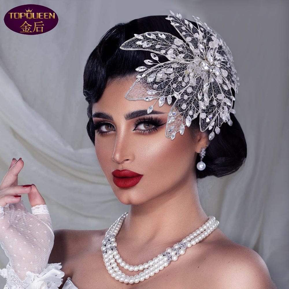 S5049F    New High Quality Mesh Edge Clip Leaf Flower Hair Jewelry Headband  bridal wedding hair accessories