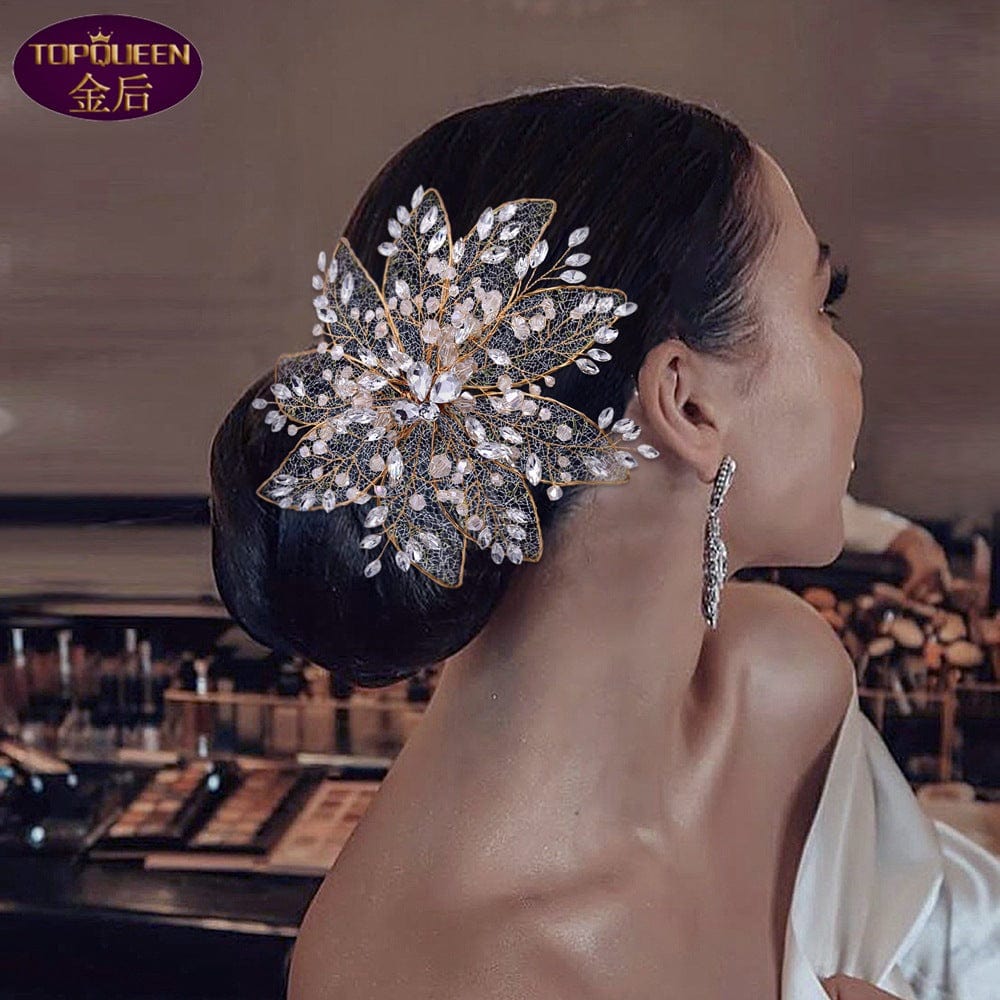 S5049F New High Quality Mesh Edge Clip Leaf Flower Hair Jewelry Headband bridal wedding hair accessories
