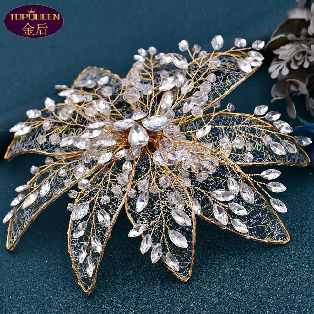 S5049F    New High Quality Mesh Edge Clip Leaf Flower Hair Jewelry Headband  bridal wedding hair accessories