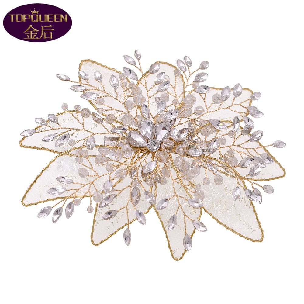 S5049F New High Quality Mesh Edge Clip Leaf Flower Hair Jewelry Headband bridal wedding hair accessories