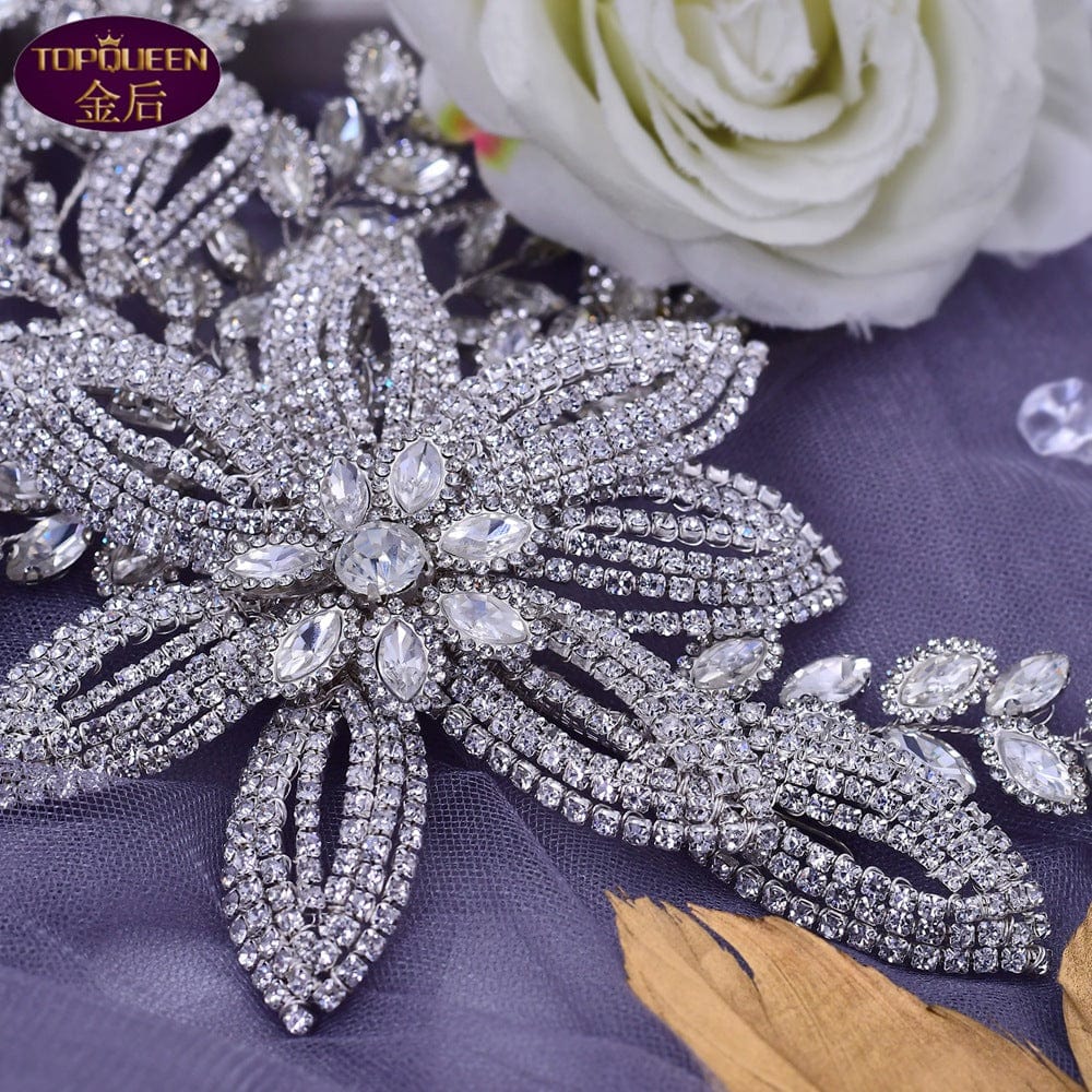 S5068F   High quality new hair accessories fabric flower shape rhinestone headband bridal hair accessories women