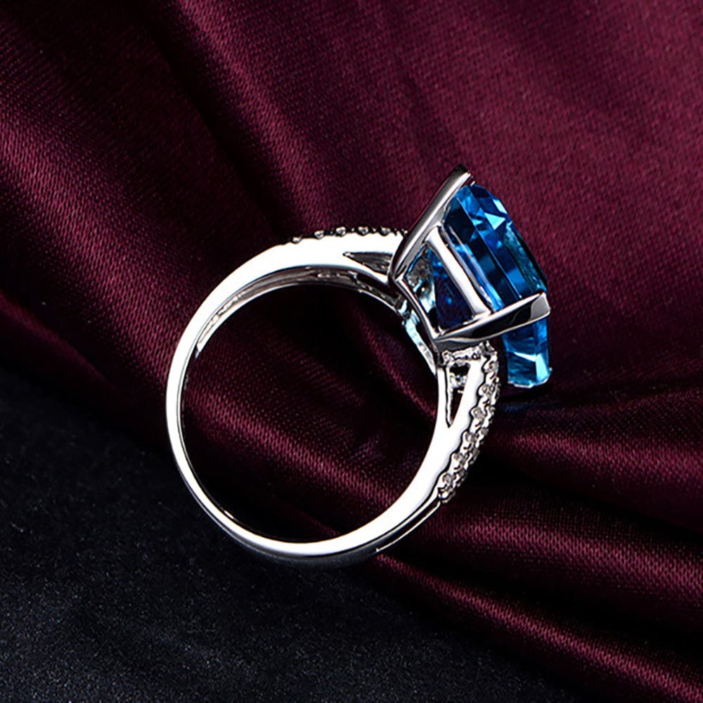 S925 sliver Color Sapphire Topaz Diamond Sea Blue Women's Square Carat Gemstone Jewelry Bague Or Jaune Bizuteria Diamante ring