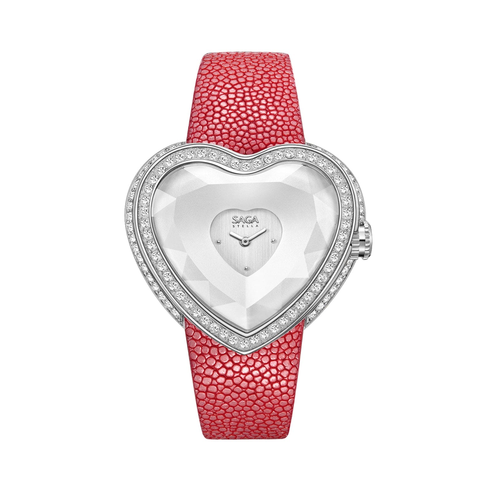 SAGA 80726 Luxury Watch Leather Wrist Best Valentines Gift Heart Shaped Watch For Girls Stylish