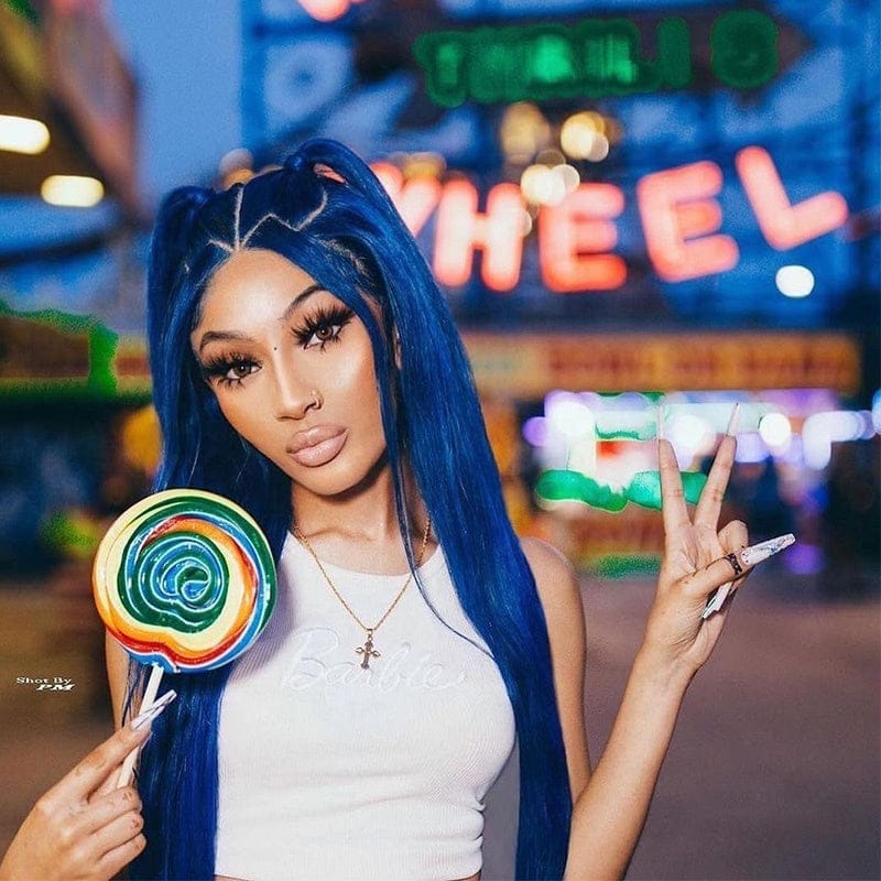 Sapphire Blue Brazilian 360 Lace Wig with Baby Hair