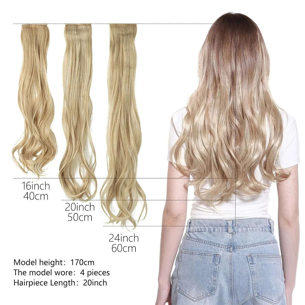SARLA Dropshipping 16''20''24'' Cheap Synthetic Long Natural Invisible Curly One Piece Hair Pieces Clip in Hair Extension