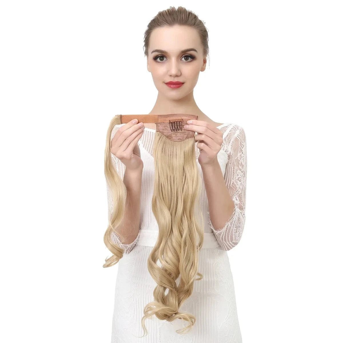 SARLA Long Naturel Curly Hairpieces Invisible Clip In Wrap Around Instant  Ponytail Synthetic Hair Tails Ponytails Extensions