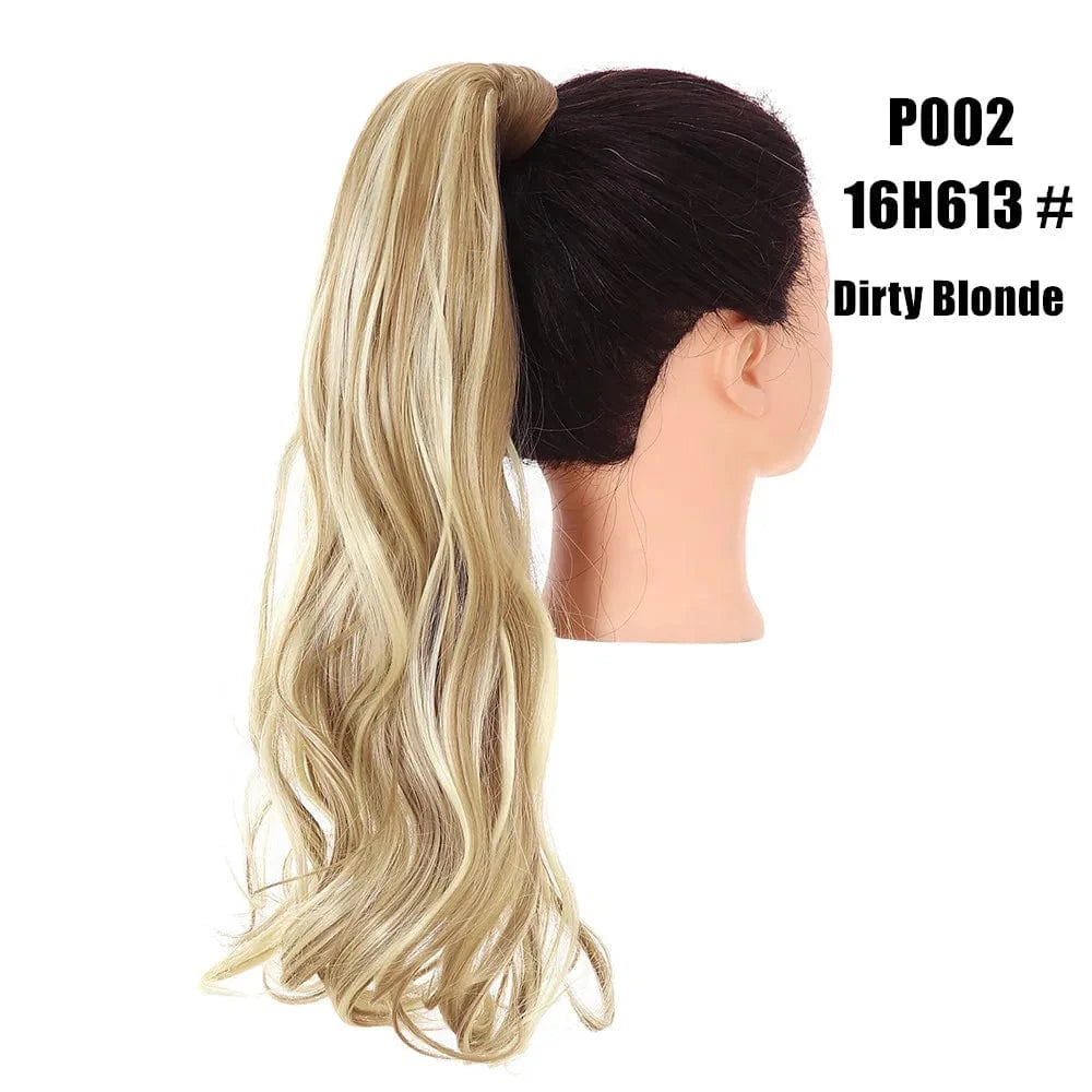 SARLA Long Naturel Curly Hairpieces Invisible Clip In Wrap Around Instant  Ponytail Synthetic Hair Tails Ponytails Extensions