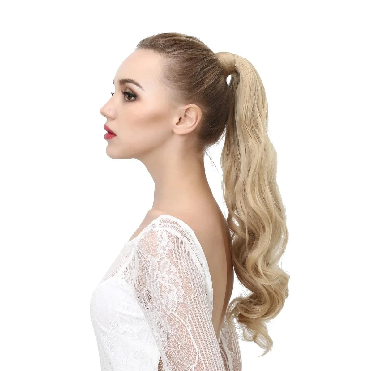 SARLA Long Naturel Curly Hairpieces Invisible Clip In Wrap Around Instant  Ponytail Synthetic Hair Tails Ponytails Extensions