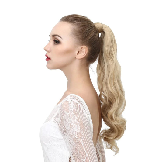SARLA Long Naturel Curly Hairpieces Invisible Clip In Wrap Around Instant  Ponytail Synthetic Hair Tails Ponytails Extensions