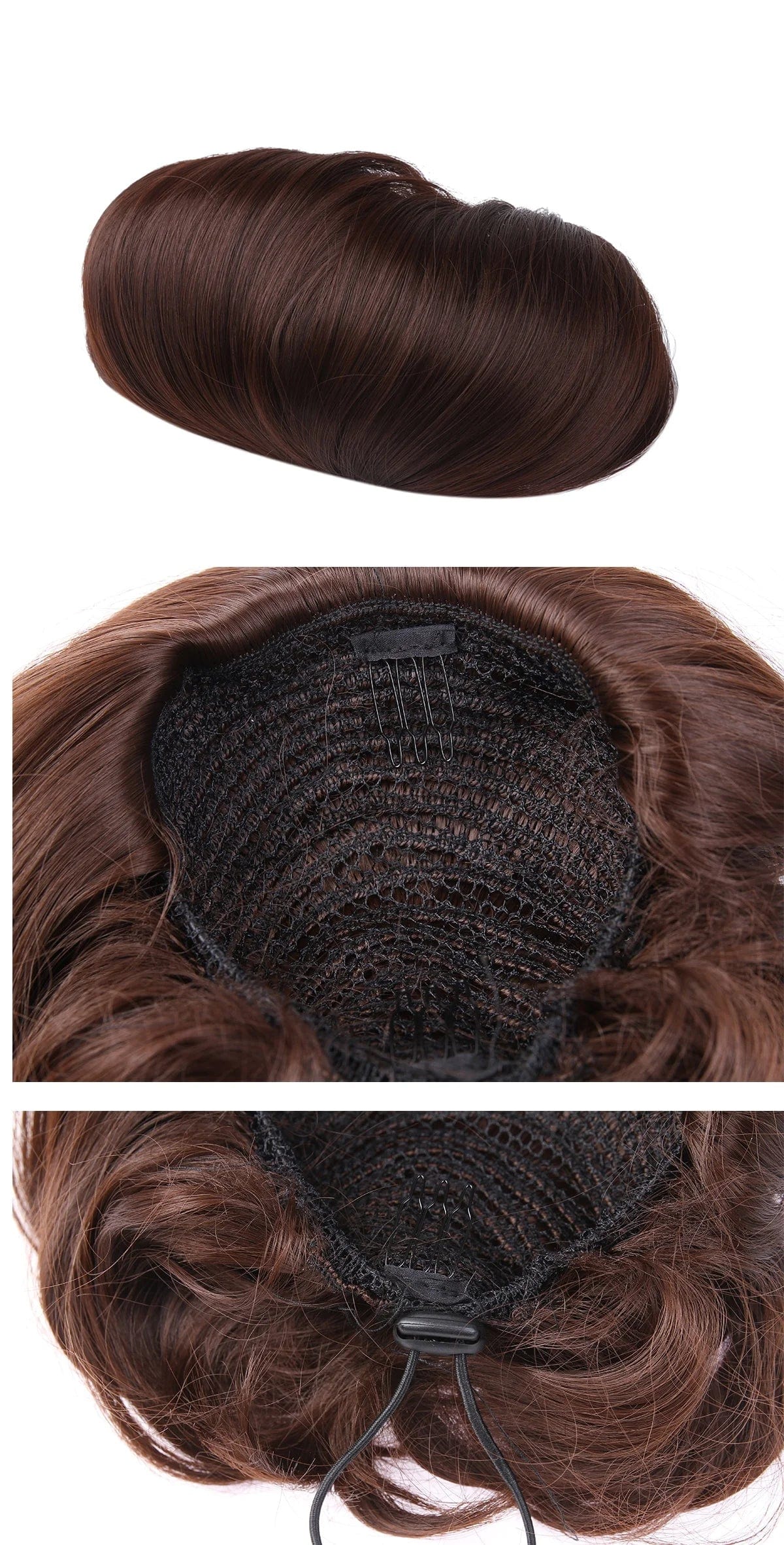 SARLA Synthetic Black Afro Kinky Hair Donut Bun Extension Bun Burger Postiches Drawstring Chignon Hairpieces Large Hair Puff Bun