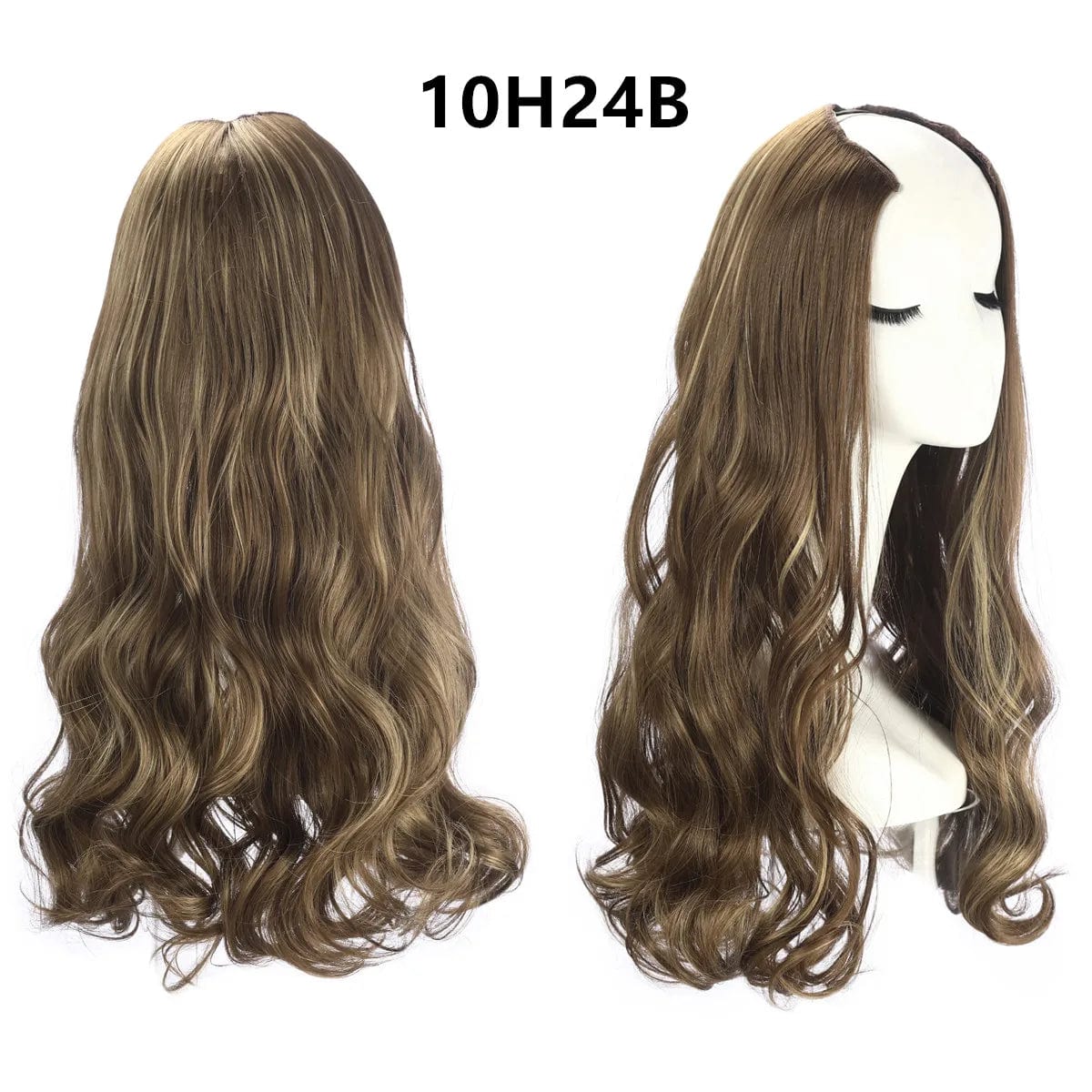 SARLA Vendors Long Curly Natural Water Boby Wave 3/4 Half Wig Synthetic Clip In Seamless Hair Extension U Part Wigs For Women