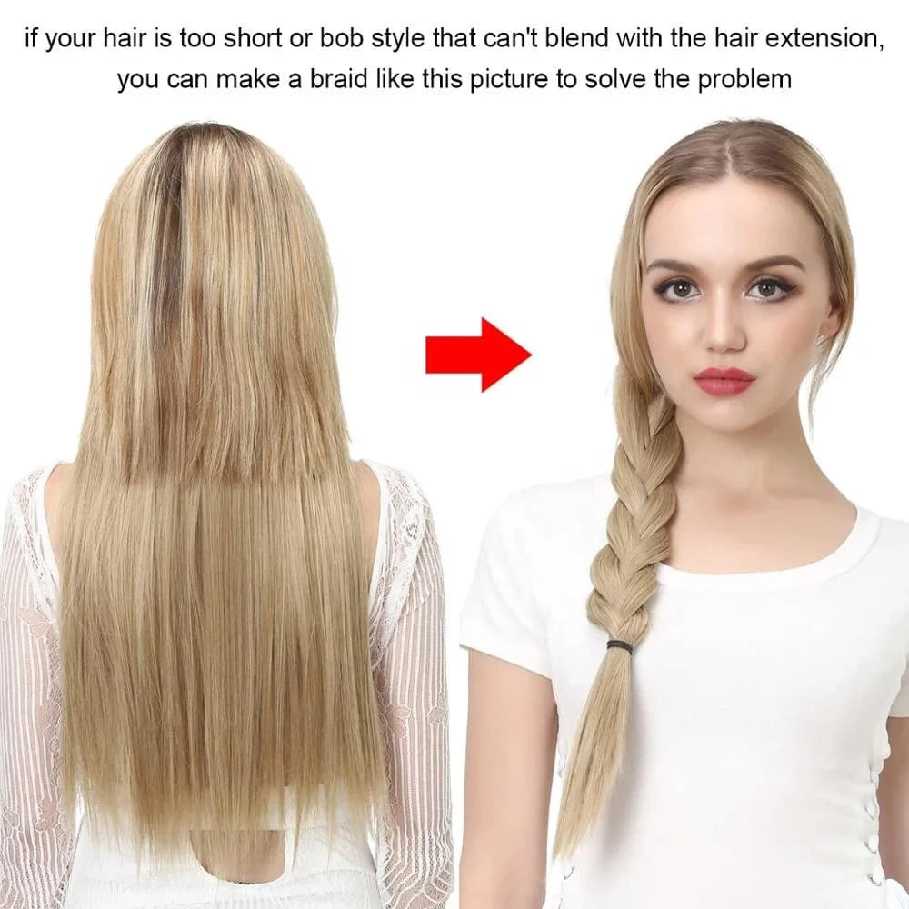 SARLA Wholesale 24" Clip On Hair Extension China Cheap Synthetic Fiber One Piece Ombre Clip Straight Hair Extensions For Girls