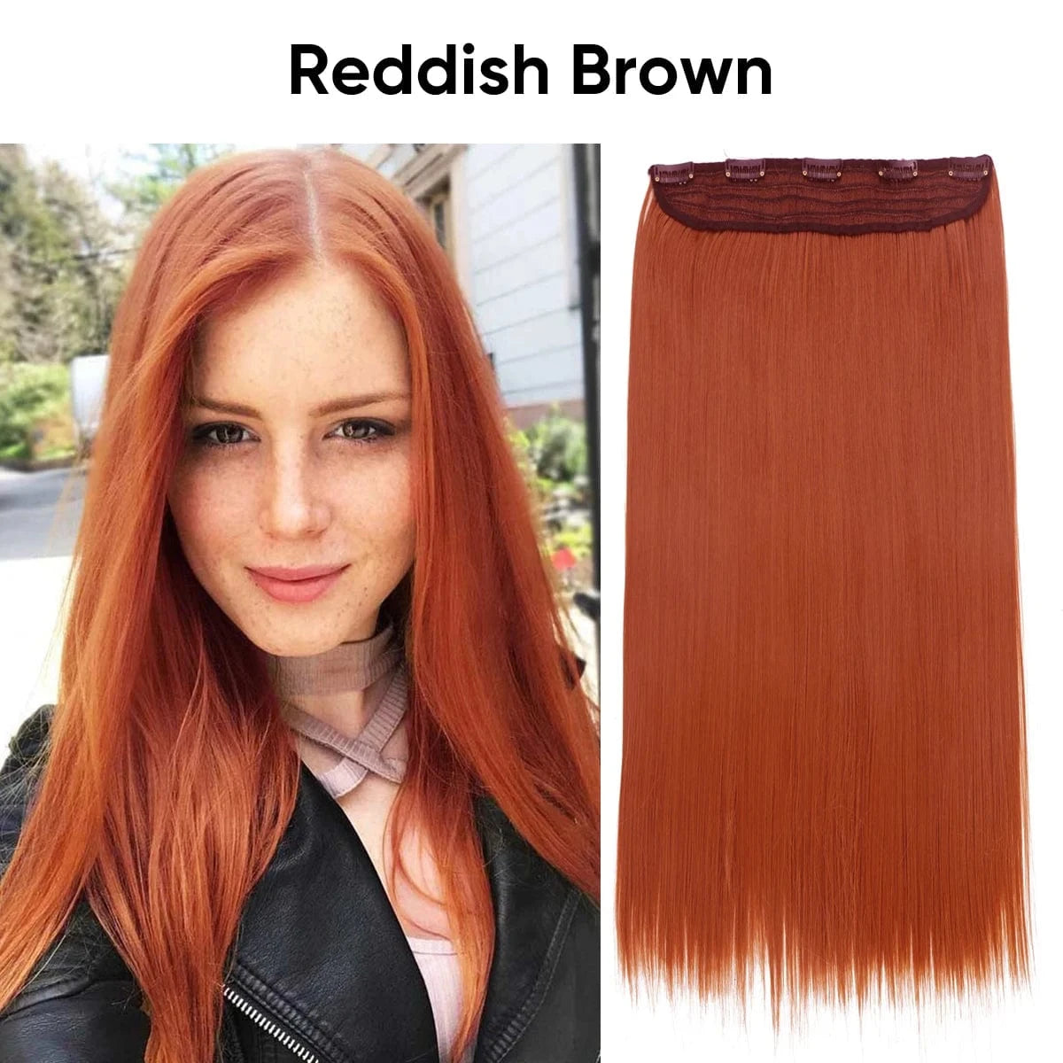 SARLA Wholesale 24" Clip On Hair Extension China Cheap Synthetic Fiber One Piece Ombre Clip Straight Hair Extensions For Girls