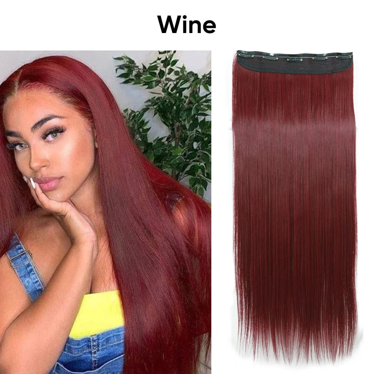 SARLA Wholesale 24" Clip On Hair Extension China Cheap Synthetic Fiber One Piece Ombre Clip Straight Hair Extensions For Girls