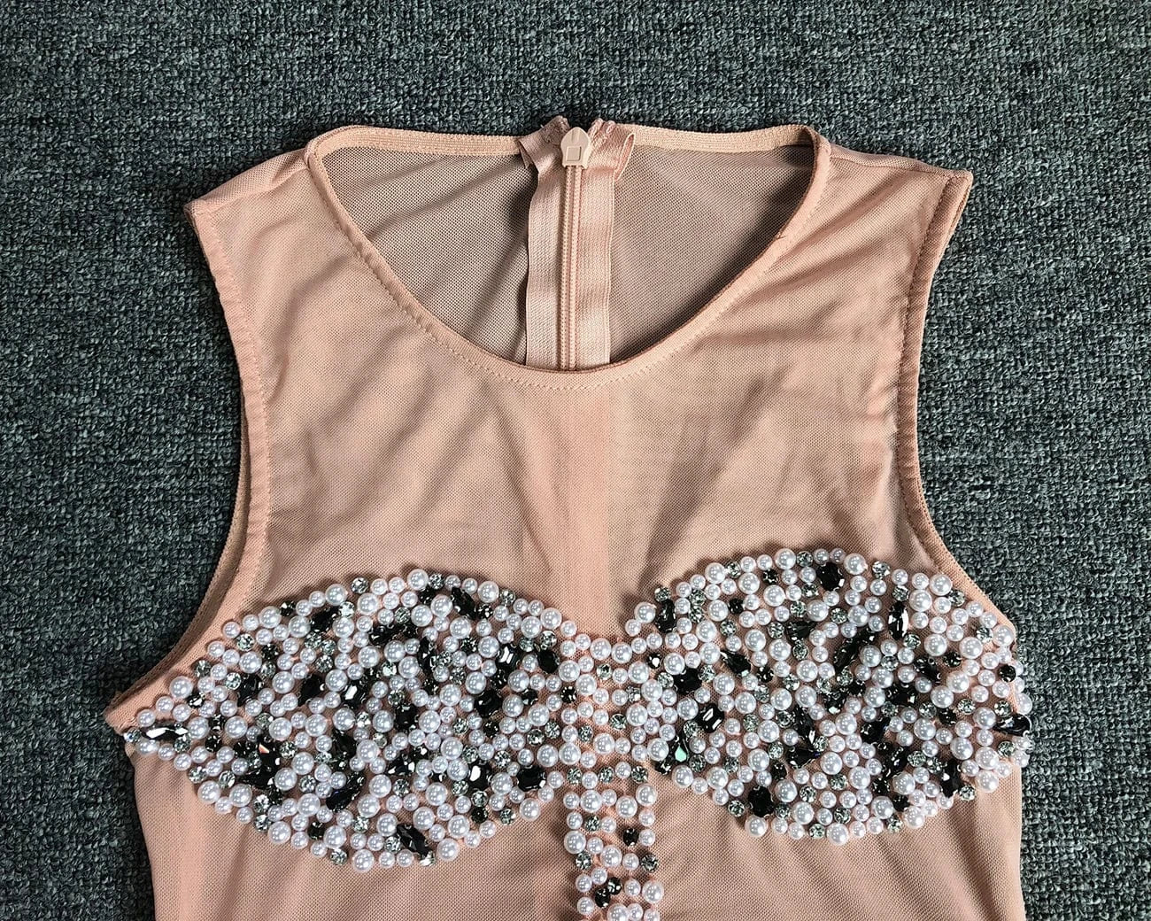 SB2631 Women Dresses Evening Dresses Rhinestone See Through Mesh Sexy Dress Luxury Crystal Pearl Mini Bandage