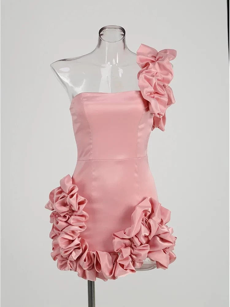 SB2679 Sexy Ruffle Dress Satin Fabric Women Fashion Clothing 2024 Special Occasions Elegant Mini Dress