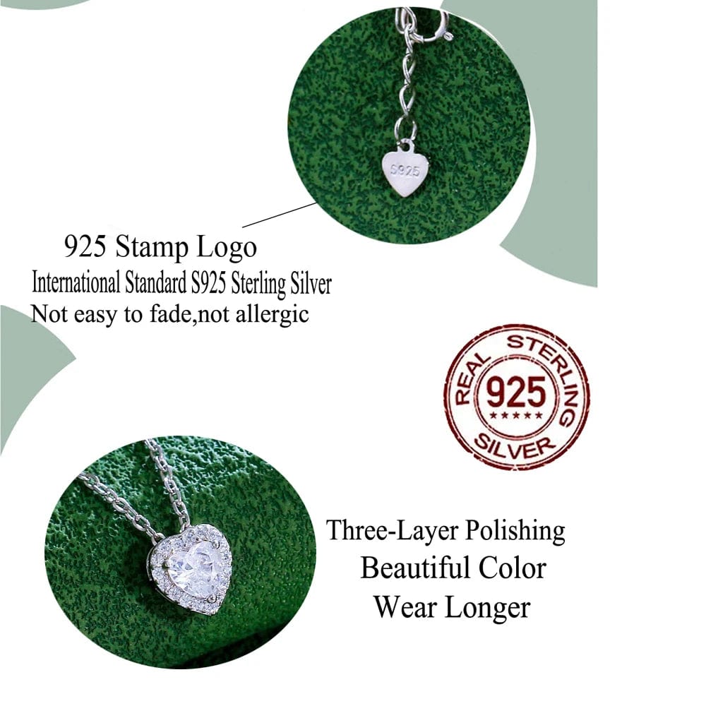 SD003 Simple Design Cubic Zirconia Diamond Jewellery 925 Sterling Silver Small Heart Necklace for Women Fashion Pendant Jewelry