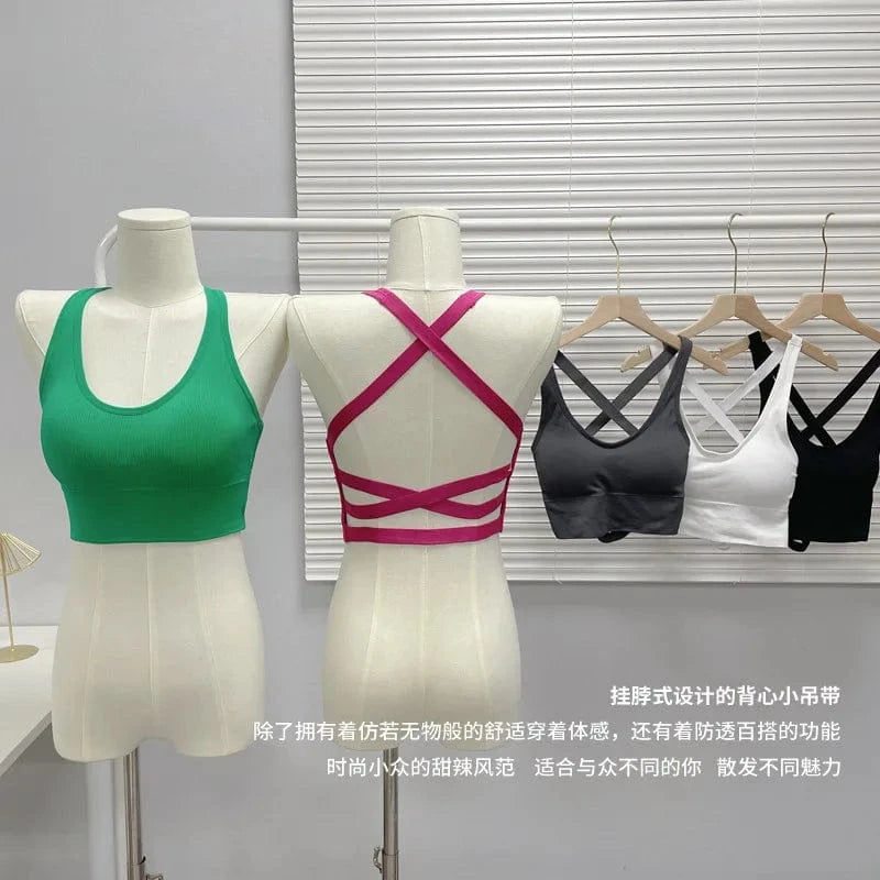 Seamless Women Cross Back Sports Bra Top Backless Women Crisscross Push Up Sport Bra Yoga Gym Crop Top Sport Breathable Bras