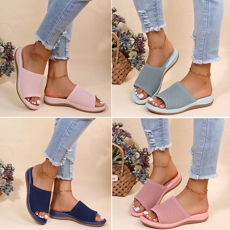 Sell very well in USA Woman fly Knitting weaving home indoor outdoor summer women sandals trending pink slippers for women