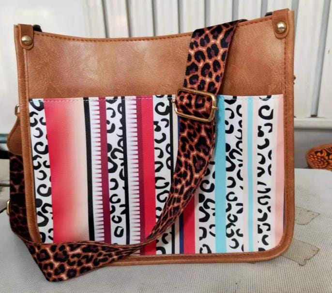 Serape Fashion Women Handbags Shoulder Purse PU Leopard Tote Set  Strap Bag Ahdorned Vegan Leather Messenger Bag Drop Shipping