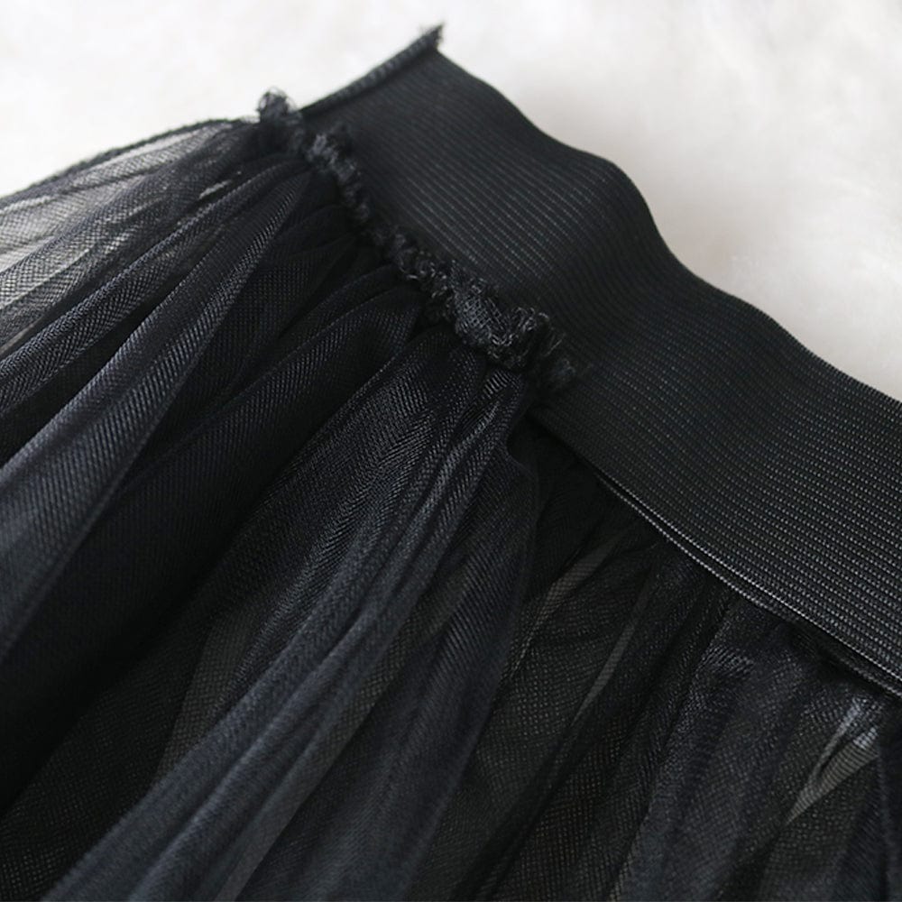 Sexy Autumn Floor Length Soild Mesh Elastic High Waist Women Skirt