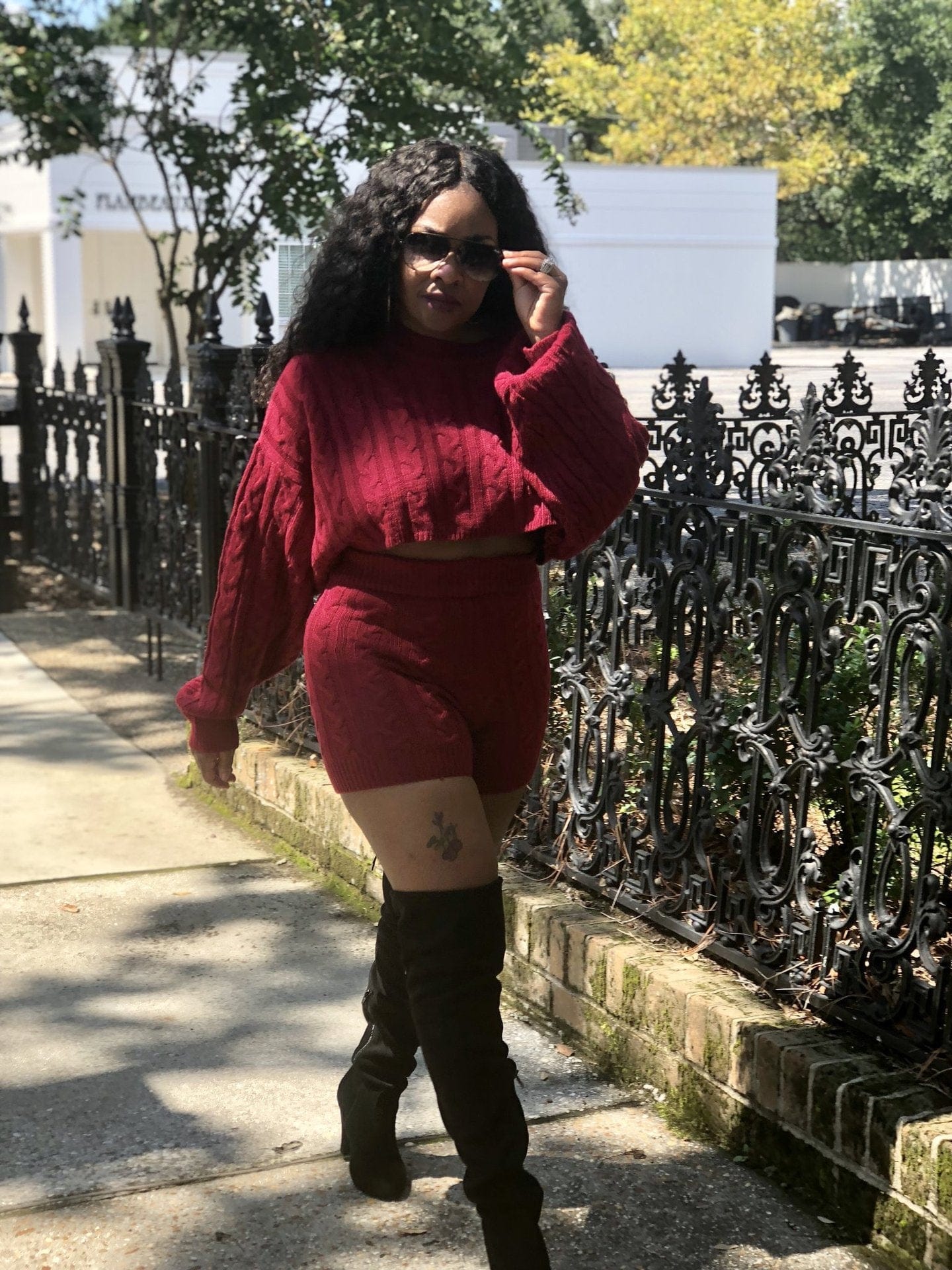 Sexy classic winter sweater solid color wholesale women sweat suits set apparel
