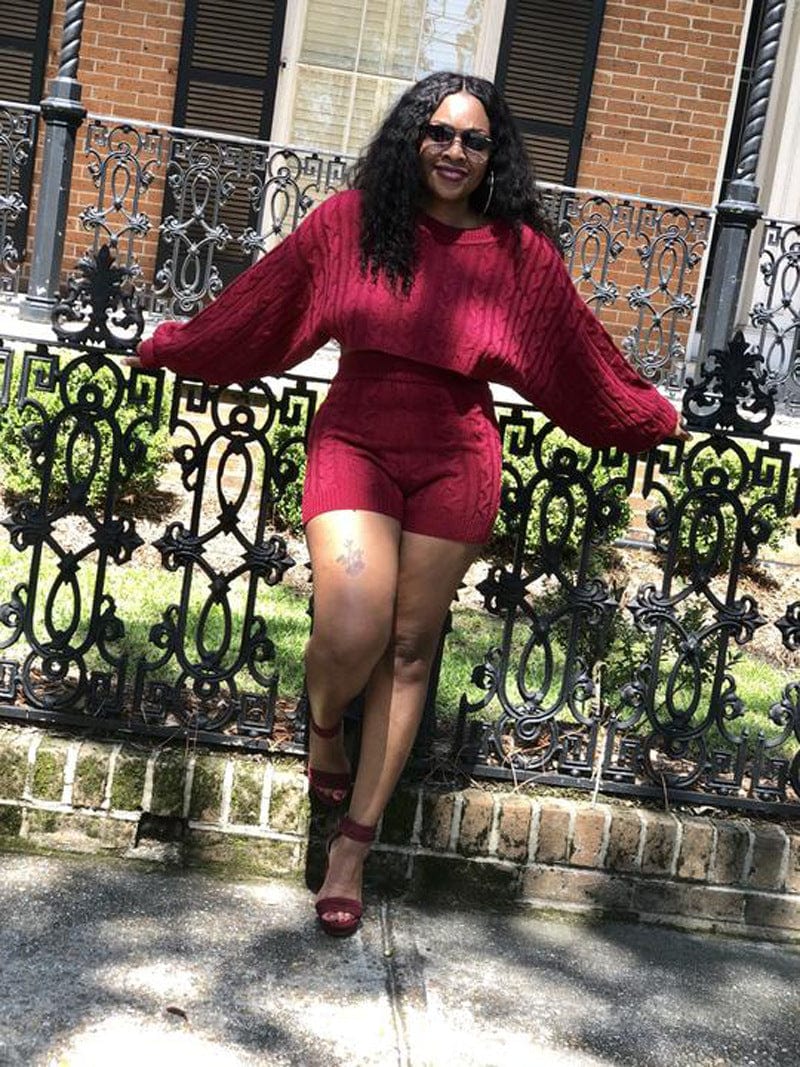 Sexy classic winter sweater solid color wholesale women sweat suits set apparel