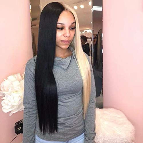 Sexy New Design Half Blonde 613 Half Black Hand Made Human Hair Front Lace Wig Baby Hair 150% Density Lace Front Wig For Women