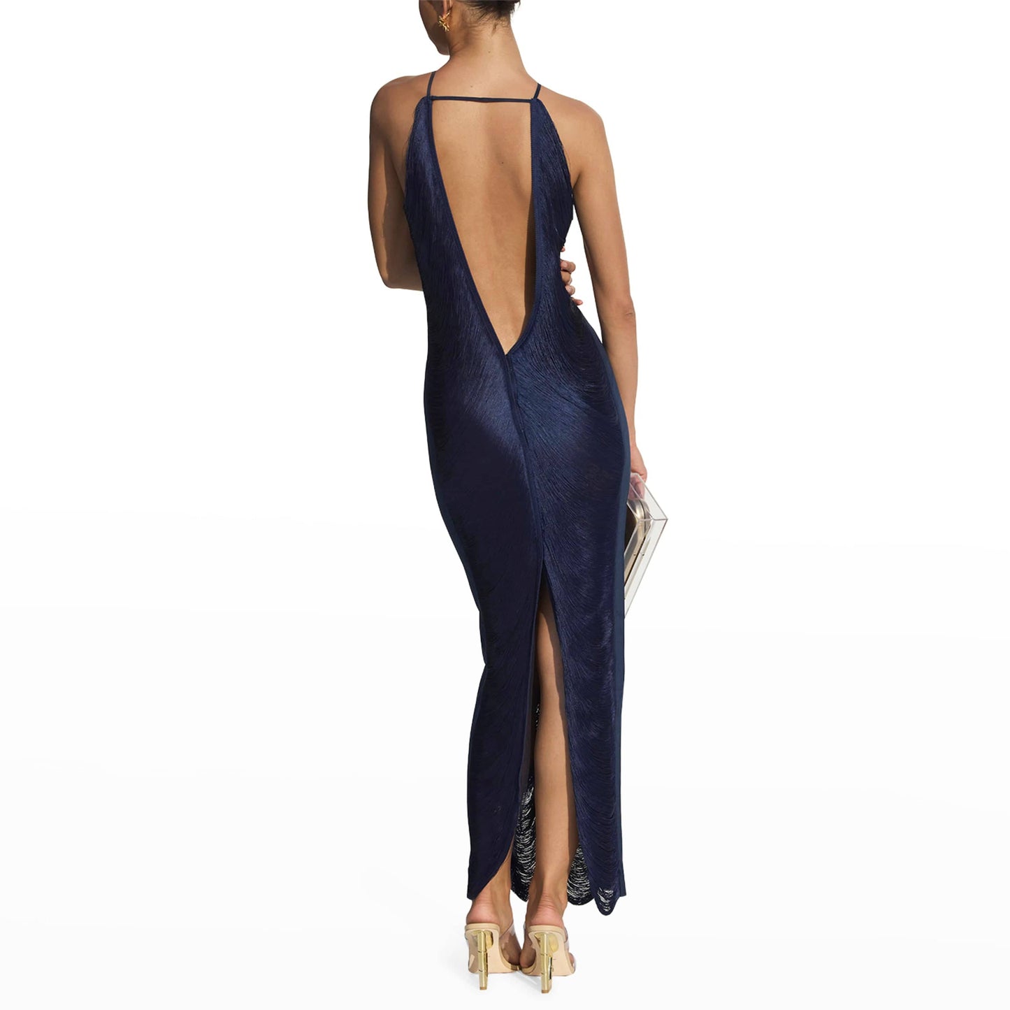 Sexy v-neck backless women 2022 tassel prom dresses party evening dress
