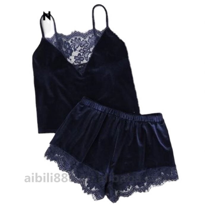 Sexy Velvet Womens Pajamas Pijamas Mujer Pyjama Femme 2 Piece Set
