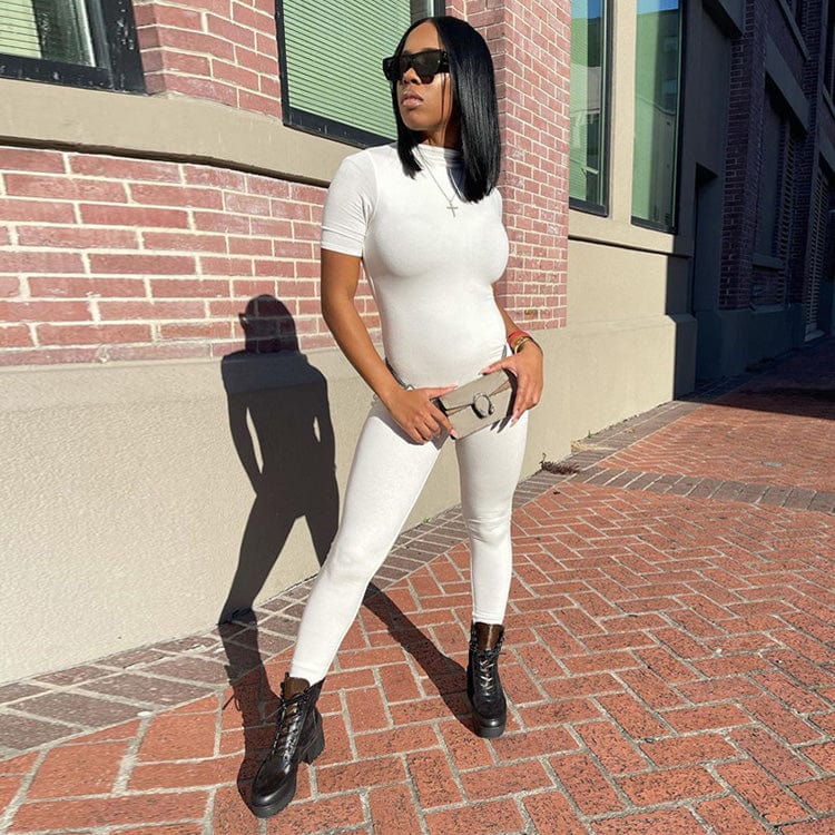 Sexy women playsuit Short Sleeve Solid Color Skinny Yoga Jumpsuit 2022 Women Clothes Summer Jumpsuit
