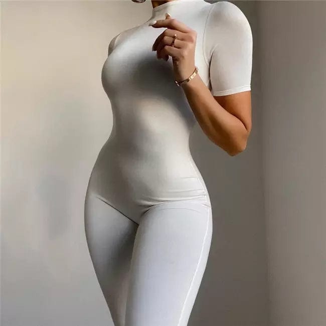 Sexy women playsuit Short Sleeve Solid Color Skinny Yoga Jumpsuit 2022 Women Clothes Summer Jumpsuit