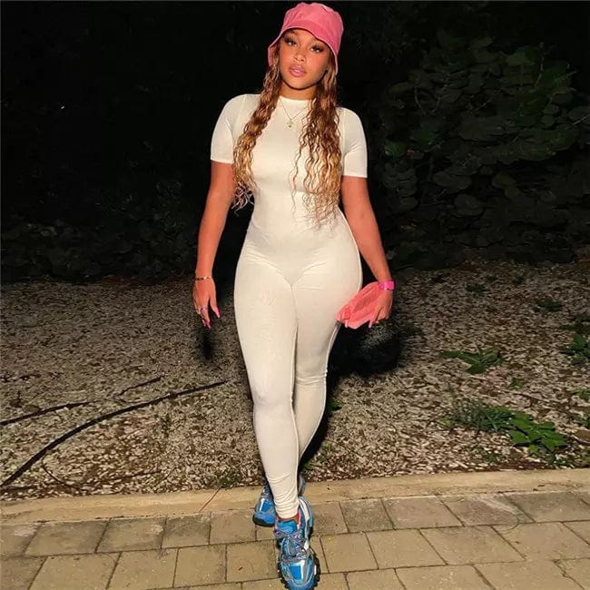 Sexy women playsuit Short Sleeve Solid Color Skinny Yoga Jumpsuit 2022 Women Clothes Summer Jumpsuit