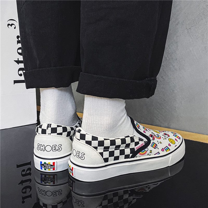 sh10604a Slip on sneakers printed canvas shoes classical flat sneaker for women