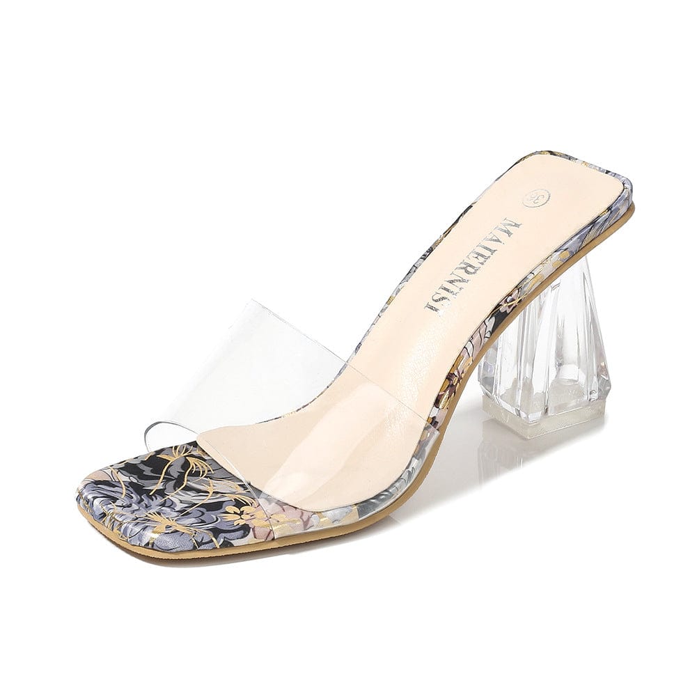 sh11843a Ladies Transparent 8.5CM High Heels PVC Slippers Peep Toe Clear Slides For 2022 Women Summer