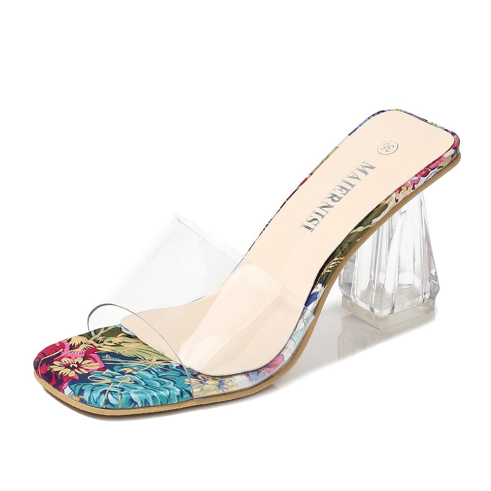 sh11843a Ladies Transparent 8.5CM High Heels PVC Slippers Peep Toe Clear Slides For 2022 Women Summer