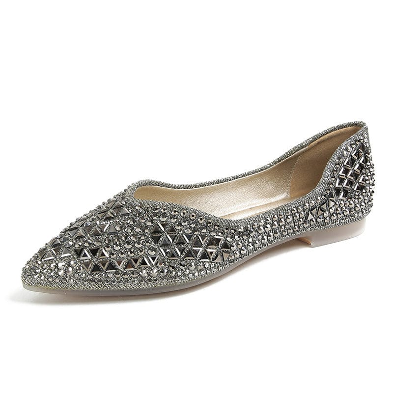 sh12328a Fashion designer diamond pointy flats for women and ladies shoes 2022
