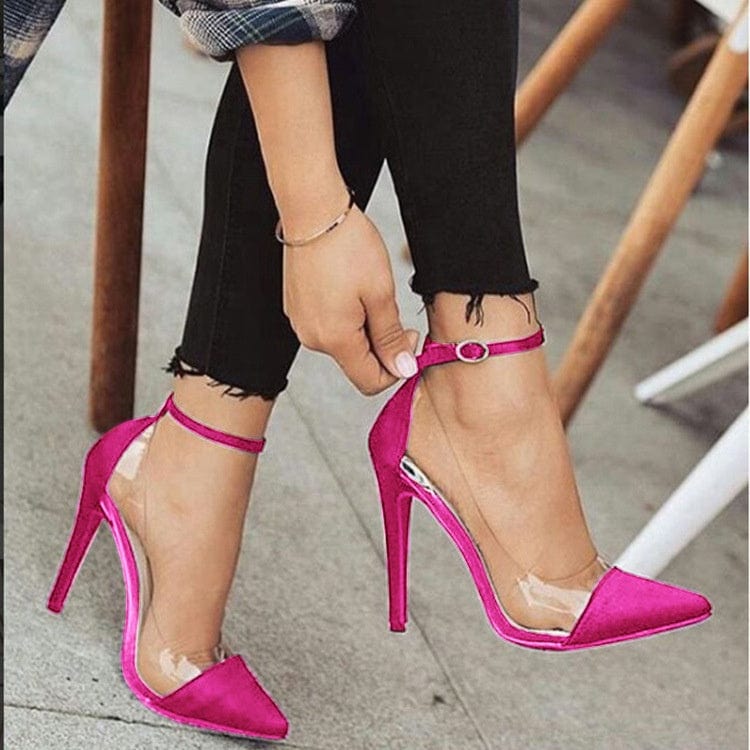 shoes women branded New Style Women's High Heel Pointed Toe Color Matching Belt Fashion Shoes Stilettos