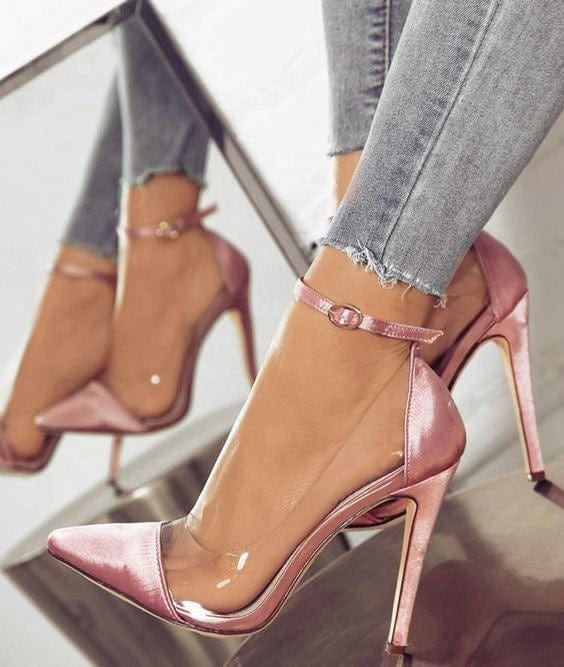 shoes women branded New Style Women's High Heel Pointed Toe Color Matching Belt Fashion Shoes Stilettos