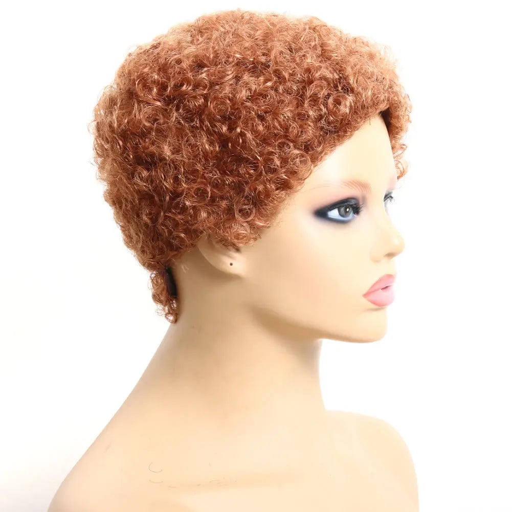 short / 30# Color Jerry Curly Short 100% Brazilian Remy Human Hair Machine Made Wig for Black Women From Factory