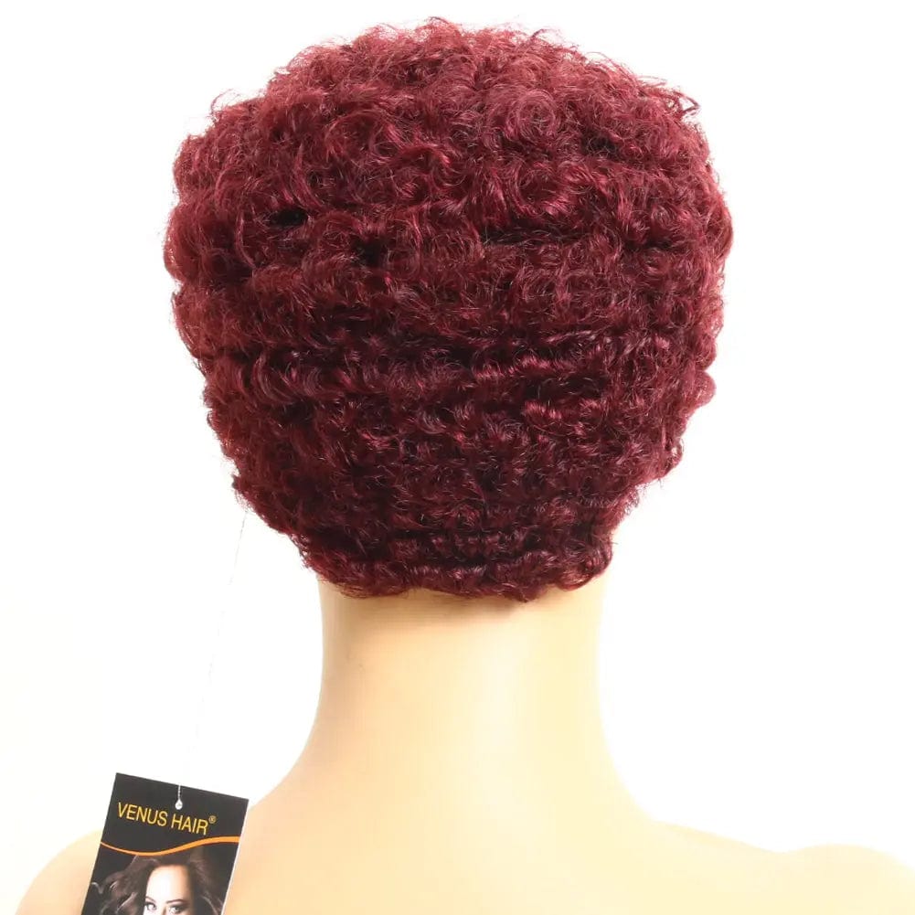 short / 99J Color Jerry Curly Short 100% Brazilian Remy Human Hair Machine Made Wig for Black Women From Factory