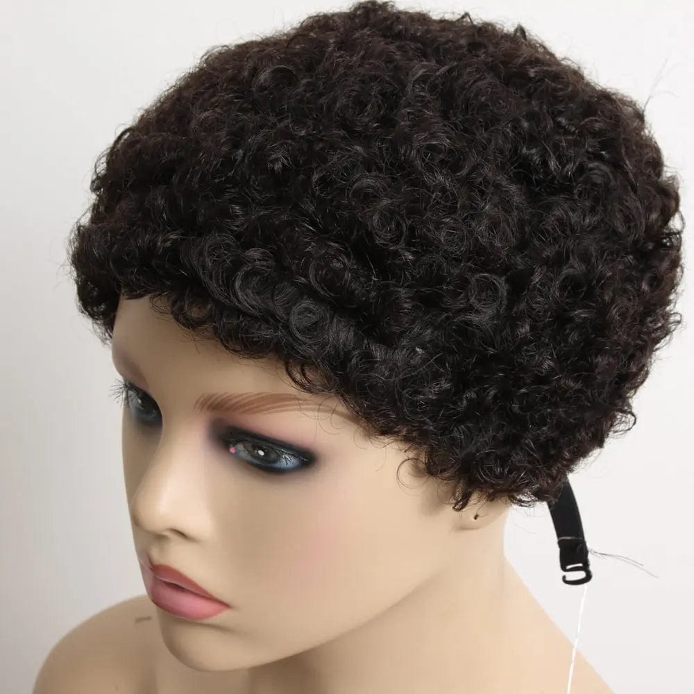 short / Black Jerry Curly Short 100% Brazilian Remy Human Hair Machine Made Wig for Black Women From Factory
