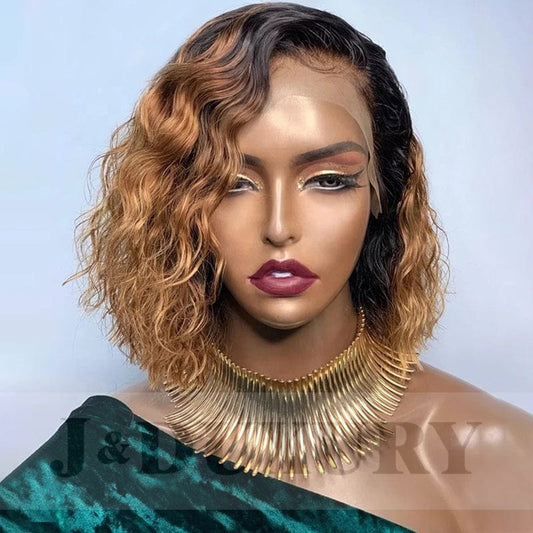 short bob wigs for black women 1b/27 blonde hair lace frontal wig transparent full 360 lace full lace wig vendors