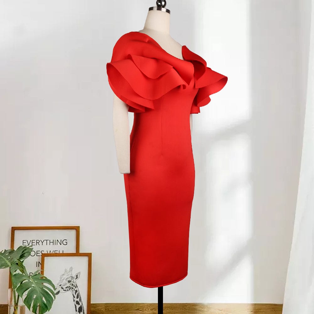 short dress 2022 Red Large Size Elegant Sexy Ruffles Women Prom Dresses