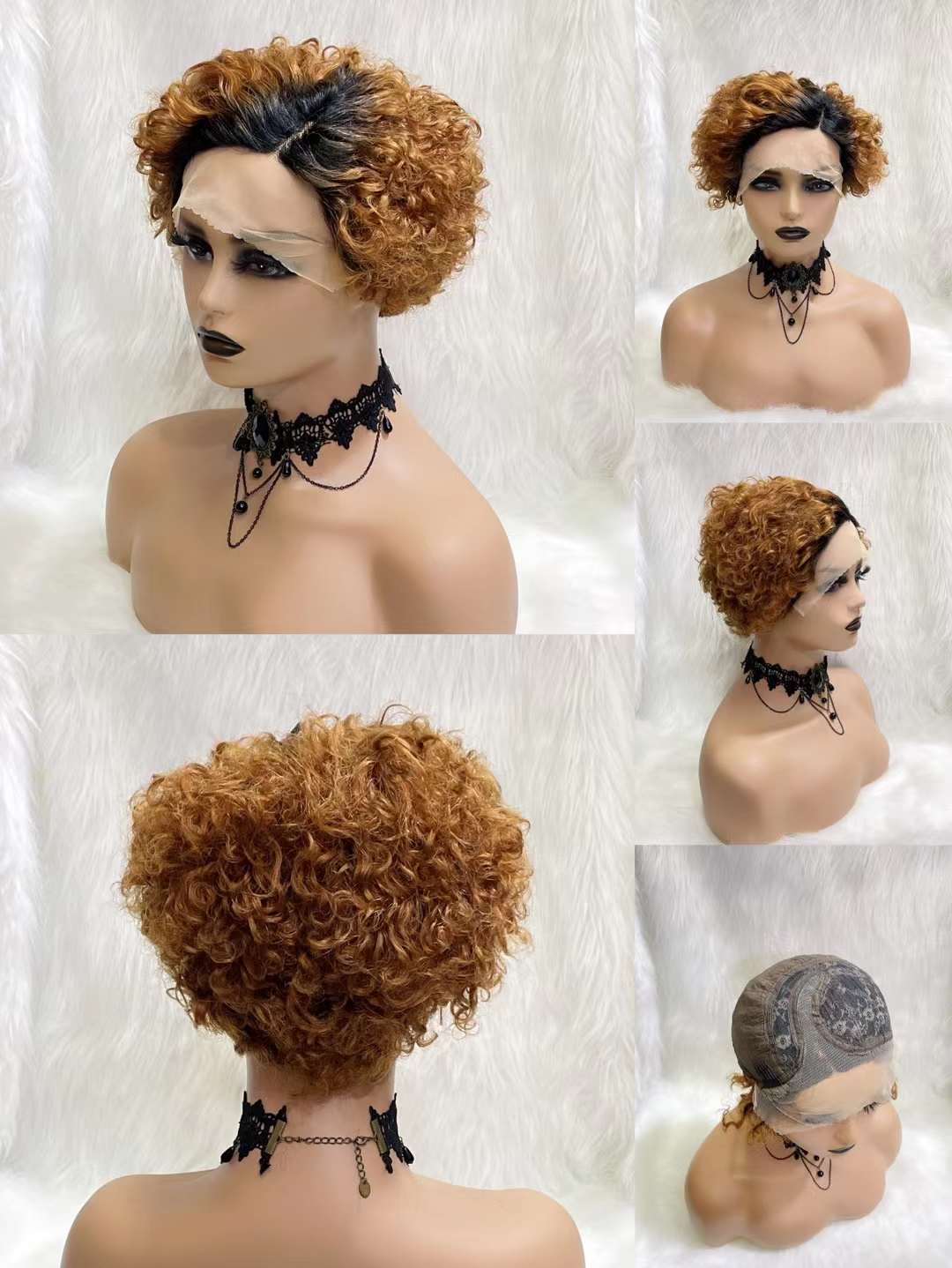 Short Human Hair Pixie Cut Lace Wigs Human Hair Cheap Short Straight Wigs For Black Women Red Blonde color