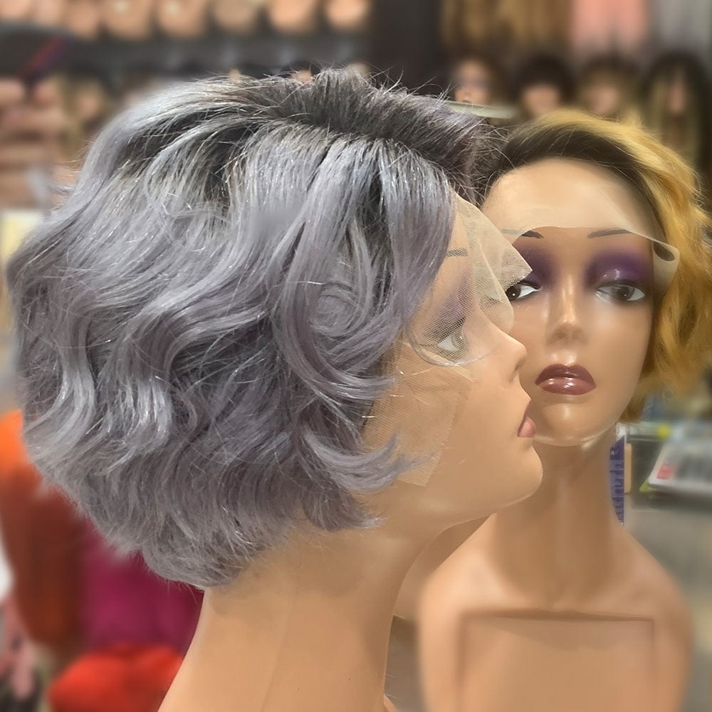 short wig / B Short Bob Lace Front Wigs Natural Brazilian Remy Human Hair Wigs for African Women Pixie Cut Lace Part Wig