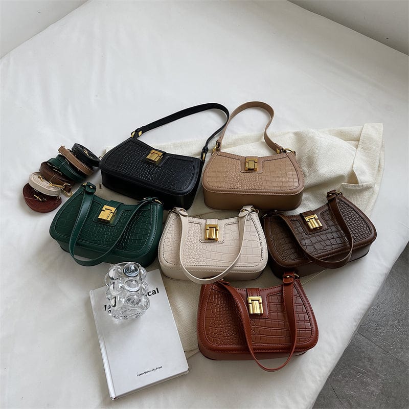 Shoulder Bags for Women 2023 Trendy Designer Fashion Simple Stone Pattern Leather Purses and Handbags Female