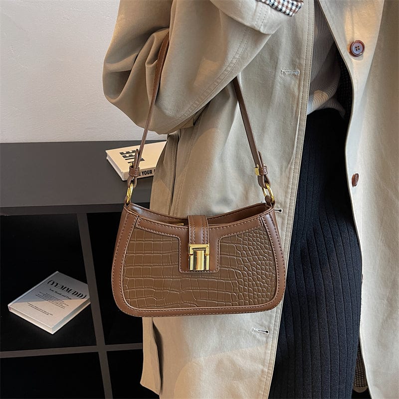 Shoulder Bags for Women 2023 Trendy Designer Fashion Simple Stone Pattern Leather Purses and Handbags Female