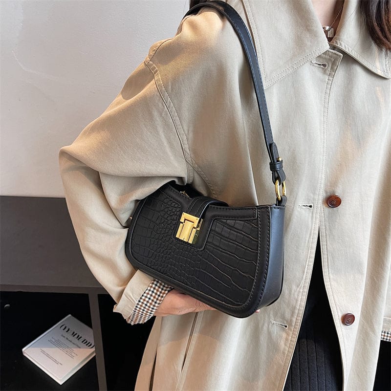Shoulder Bags for Women 2023 Trendy Designer Fashion Simple Stone Pattern Leather Purses and Handbags Female