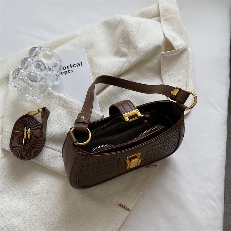 Shoulder Bags for Women 2023 Trendy Designer Fashion Simple Stone Pattern Leather Purses and Handbags Female